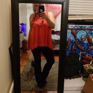 POL Clothing Flowy Orange Blouse